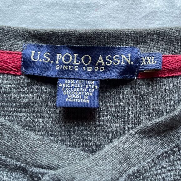 US Polo Assn NWOT dark gray 3 button Henley XXL long sleeve - Picture 4 of 6